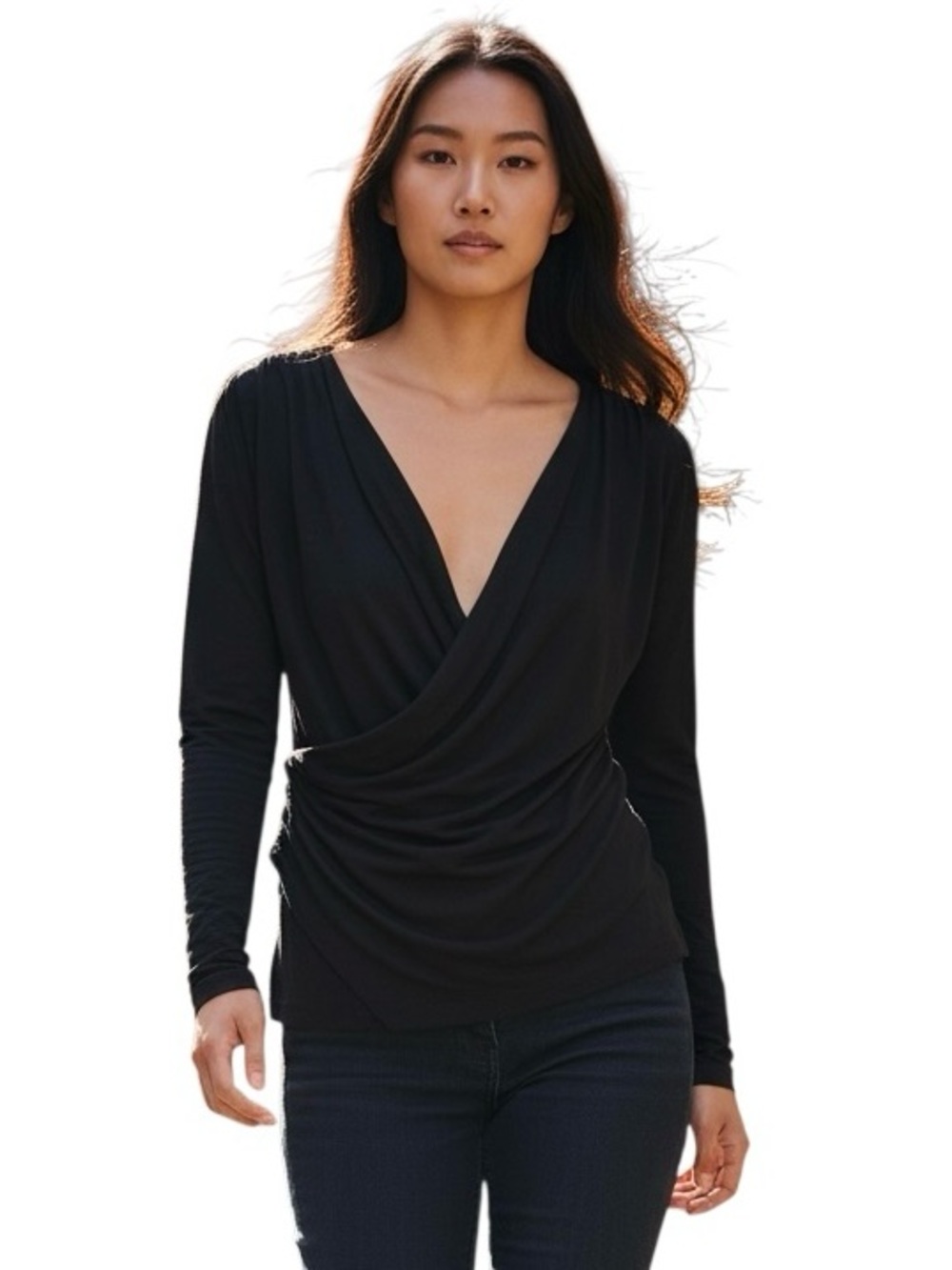 ALEXANDER WANG Black Crossover Belted Long Sleeve Hoodie Top Size 2
